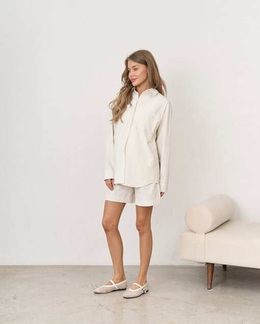 Сливочные шорты в полоску для беременных Darren — изображение 10