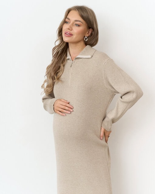 Бежевое вязаное платье свободного кроя Iris — изображение 9