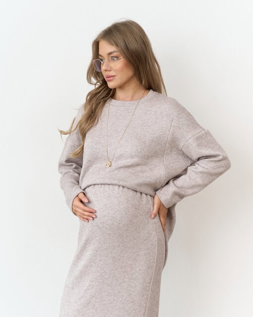 Кофейная теплая юбка для будущих и кормящих мам Trendy — изображение 2