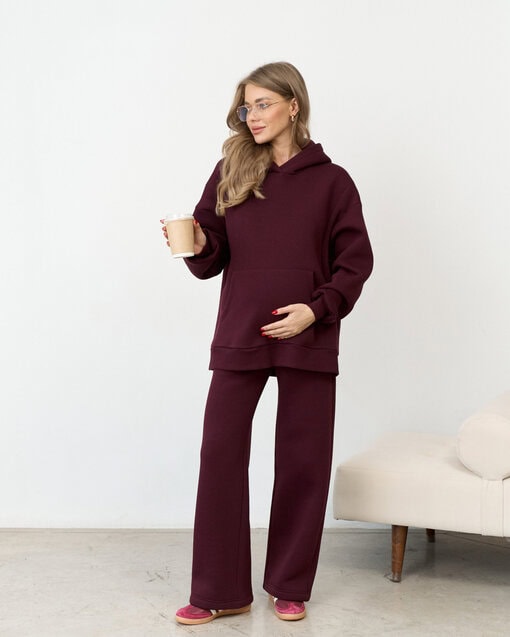 Сливовое теплое худи для будущих и кормящих мам Juna Warm — изображение 11