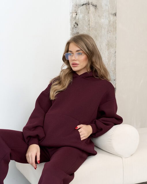 Сливовое теплое худи для будущих и кормящих мам Juna Warm — изображение 4