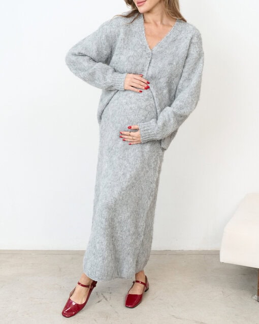 Серый трикотажный комплект с кардиганом Aura — изображение 9