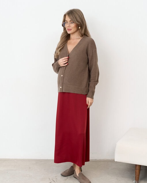 Кофейный пушистый кардиган на пуговицах Audrey — изображение 7