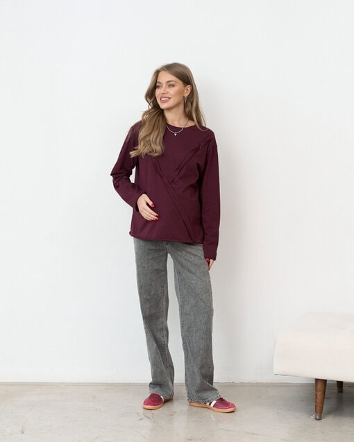 Сливовый лонгслив для будущих и кормящих мам Agata — изображение 3