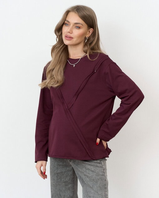 Сливовый лонгслив для будущих и кормящих мам Agata