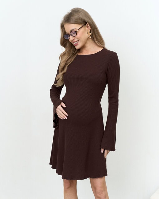 Шоколадное мини-платье для будущих и кормящих мам Erica — изображение 6