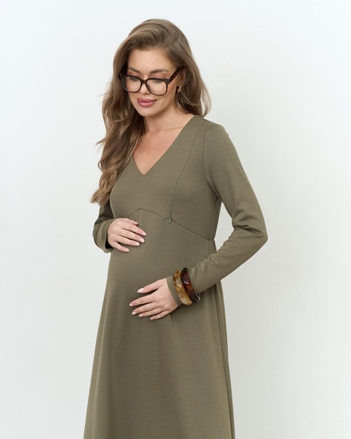 Оливковое платье для будущих и кормящих мам Azalia — изображение 4
