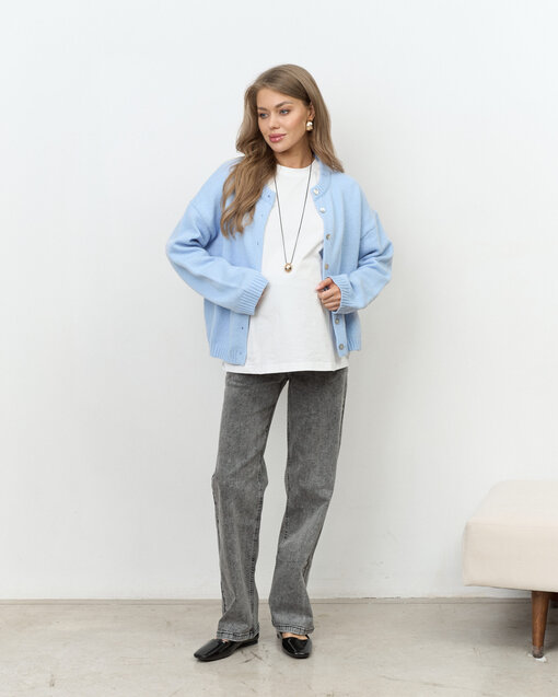 Голубой шерстяной кардиган на пуговицах Viola — изображение 5