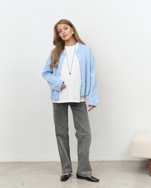Голубой шерстяной кардиган на пуговицах Viola — изображение 3