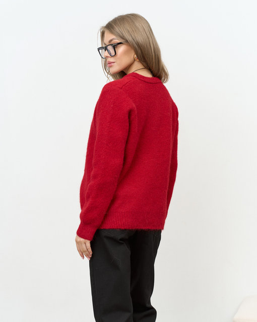 Красный пушистый кардиган на пуговицах Megan — изображение 7