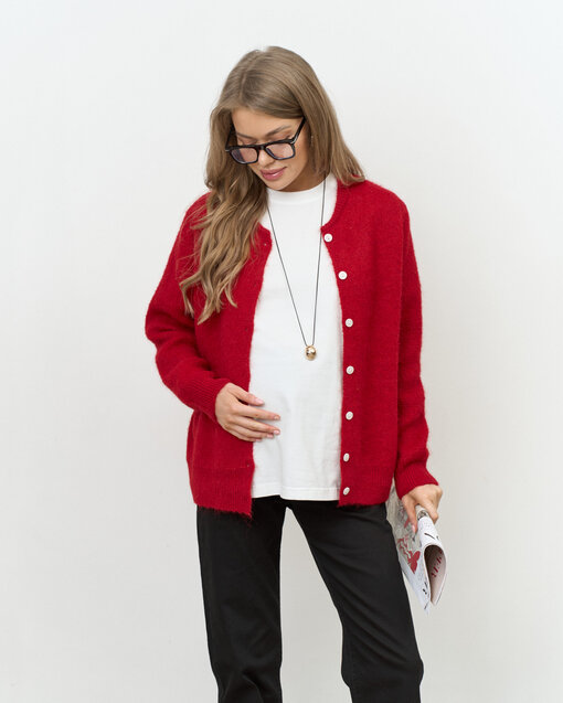 Красный пушистый кардиган на пуговицах Megan — изображение 3