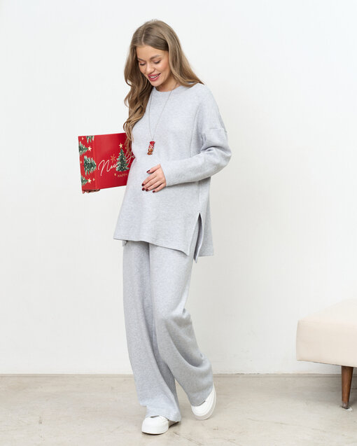 Серо-голубой тёплый джемпер Trendy на невысокий рост — изображение 11