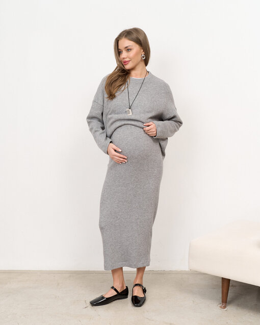 Темно-серая теплая юбка для будущих и кормящих мам Trendy — изображение 2