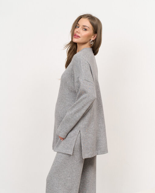 Темно-серый теплый джемпер для будущих и кормящих мам Trendy — изображение 8