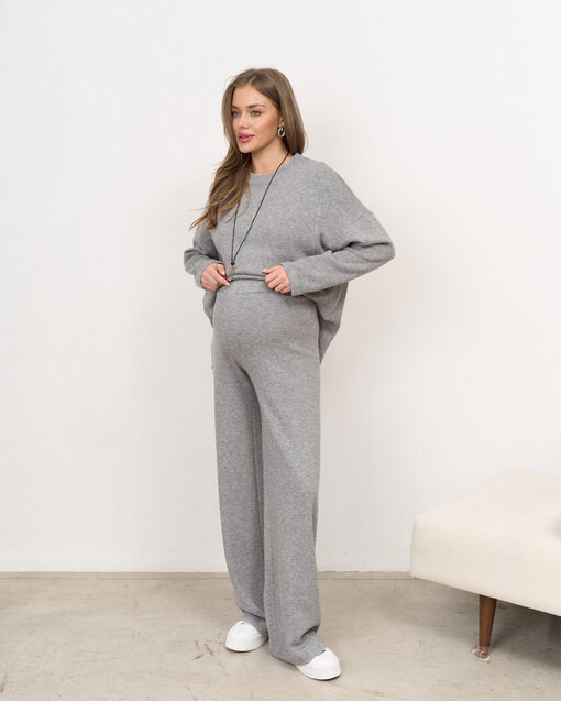 Темно-серые теплые брюки для будущих и кормящих мам Trendy — изображение 7