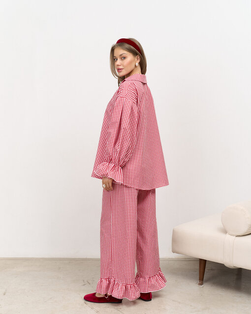 Красные брюки в клетку для кормящих мам Siesta — изображение 7