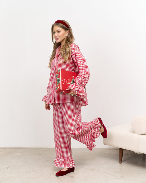 Красная рубашка в клетку для будущих и кормящих мам Siesta — изображение 3