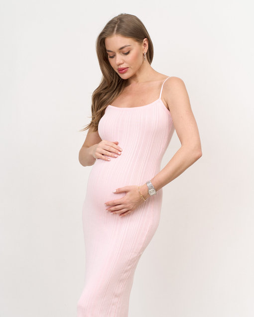 Розовый костюм с макси-платьем и кардиганом Maple — изображение 9