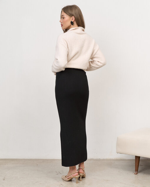 Черная трикотажная юбка в рубчик Peony — изображение 6