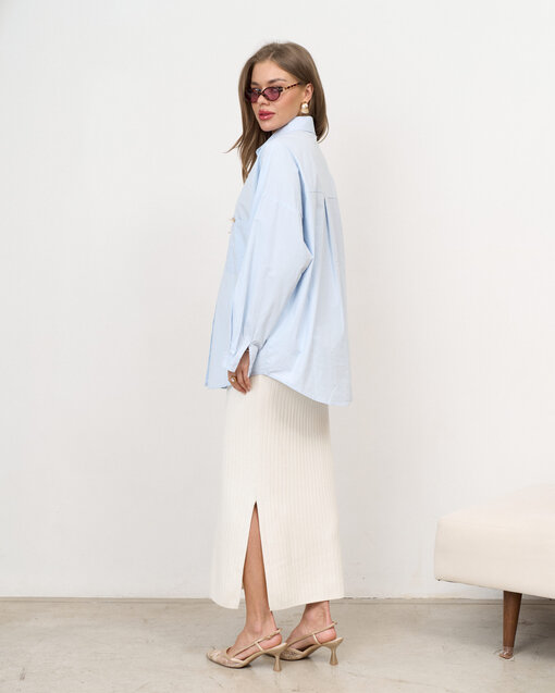 Голубая хлопковая рубашка-оверсайз Willow — изображение 8