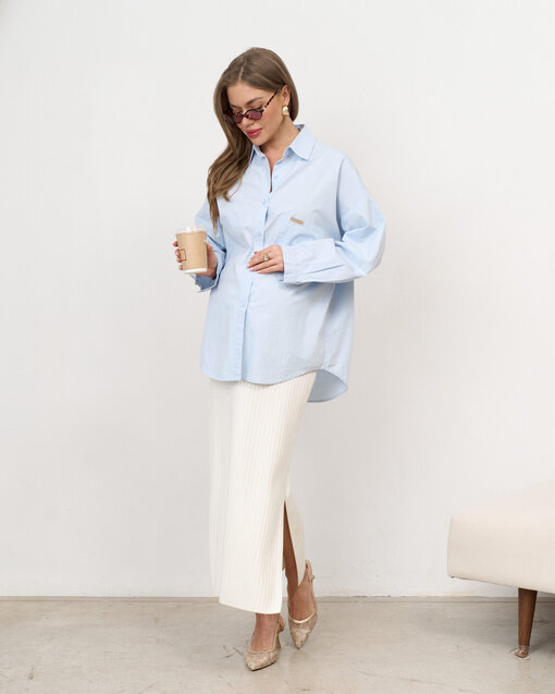 Молочная трикотажная юбка в рубчик Peony — изображение 7