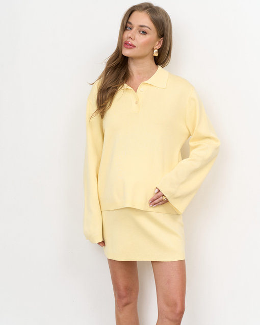 Желтый вязаный костюм с мини-юбкой и джемпером Toffee — изображение 10