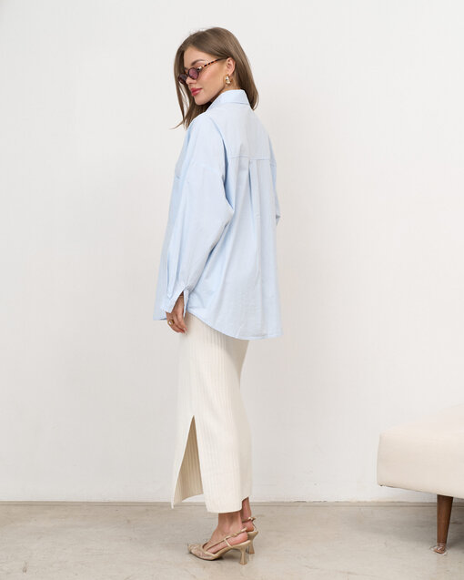 Голубая хлопковая рубашка-оверсайз Willow — изображение 7