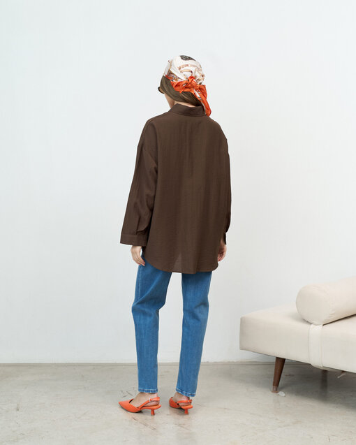 Шоколадная блуза свободного кроя Silky — изображение 8