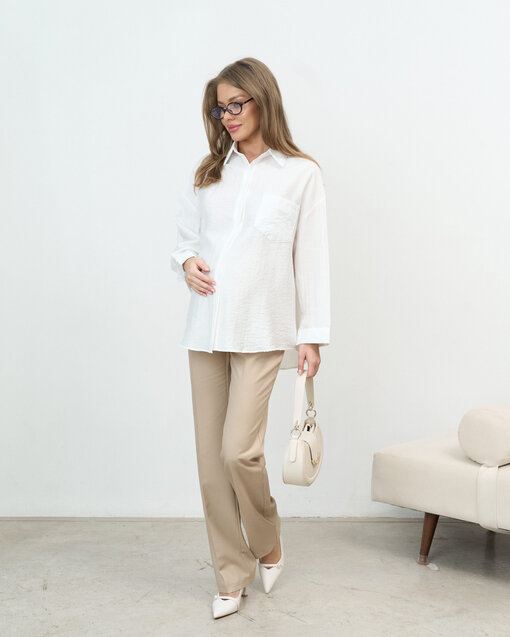 Бежевые слим-брюки для будущих мам Street — изображение 7