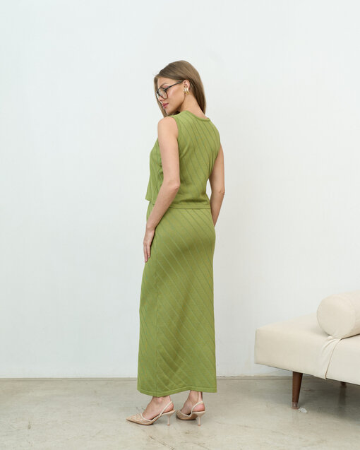 Зеленый трикотажный комплект с юбкой Capri — изображение 12