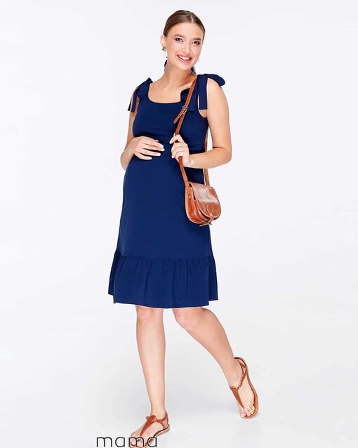 Синий сарафан для беременных и кормящих мам Mila