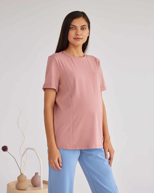 Пудровая футболка для будущих и кормящих мам Astoria — изображение 3