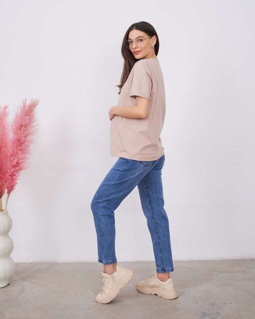 Пыльно-бежевая футболка для будущих и кормящих мам Astoria — изображение 6