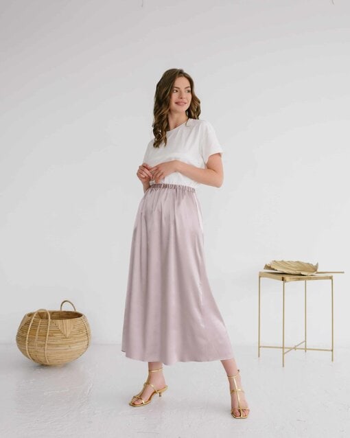 Кофейная атласная юбка Kate — изображение 5