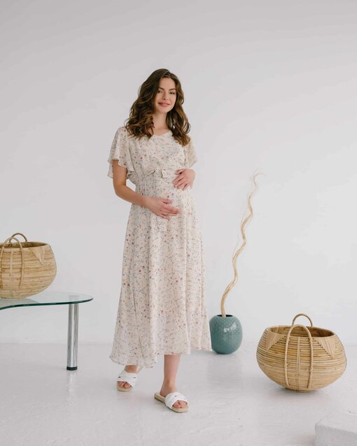 Бежевое платье для будущих и кормящих мам Monaco — изображение 3