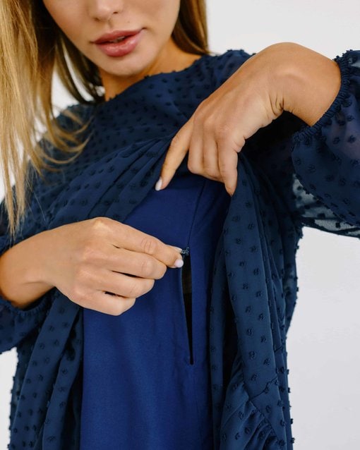 Синее воздушное платье для будущих и кормящих мам Bellini — изображение 2