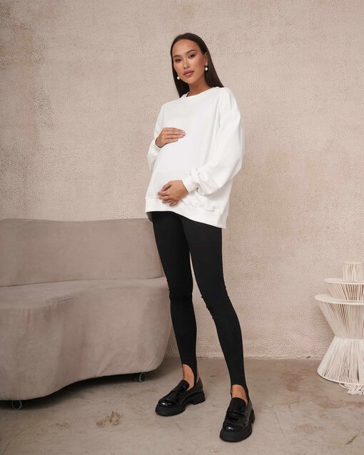 Чёрные леггинсы для беременных со штрипками Samy