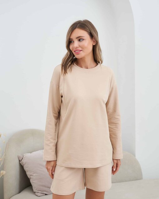 Бежевый костюм для будущих и кормящих мам Pangan — изображение 6