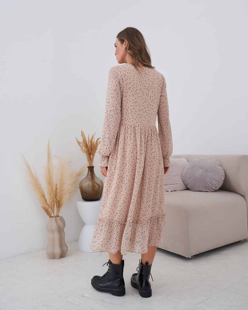 Бежевое платье в горошек для будущих и кормящих мам Valencia — изображение 7