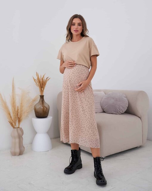 Бежевая юбка в горошек для будущих и кормящих мам Nessy — изображение 3