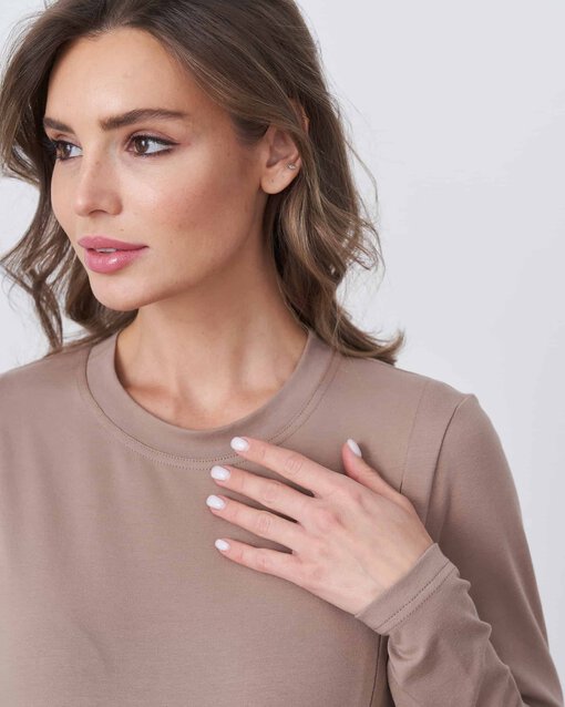 Кофейный лонгслив для будущих и кормящих мам Simple — изображение 3