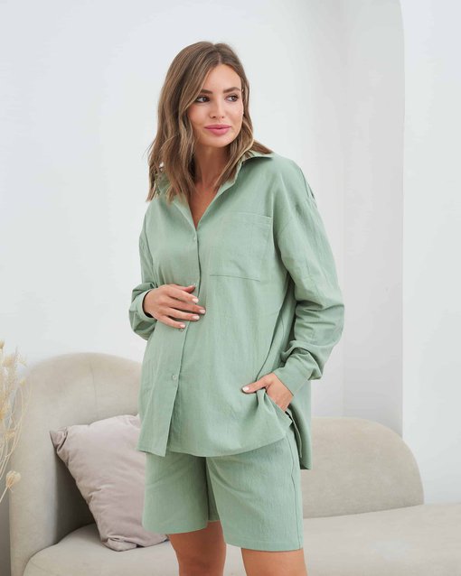 Фисташковая рубашка для будущих и кормящих мам Breeze — изображение 2