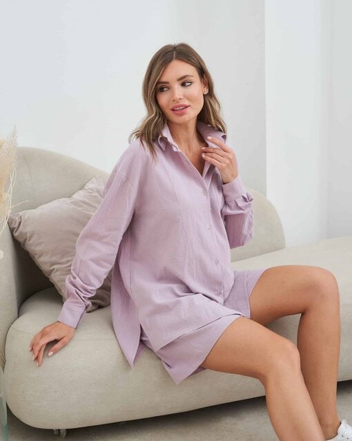Лиловая рубашка для будущих и кормящих мам Breeze — изображение 3
