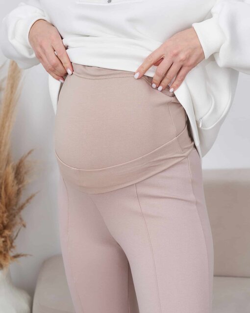 Бежевые плотные леггинсы для беременных со штрипками Samy Warm — изображение 2