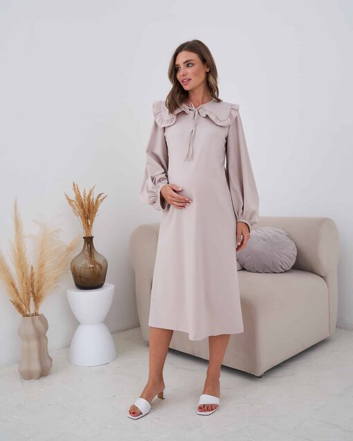 Кофейное платье для беременных и кормящих мам Anabella