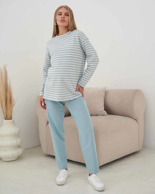 Мятные укороченные брюки для будущих и кормящих мам Baffy