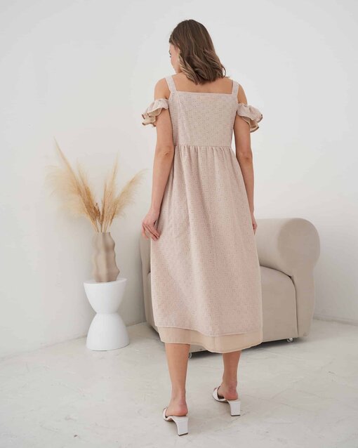 Бежевый сарафан для беременных и кормящих мам Violetta New — изображение 5