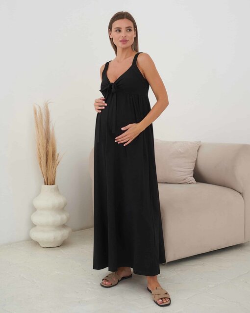 Черный сарафан для будущих и кормящих мам Rodos