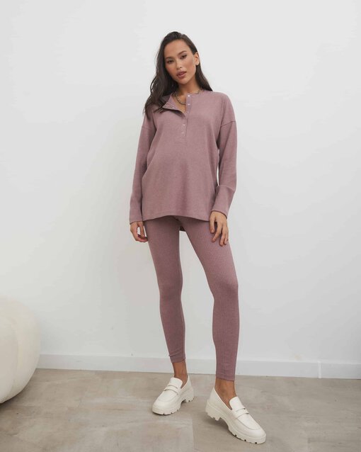 Кофейные леггинсы в рубчик для беременных Kardy — изображение 3