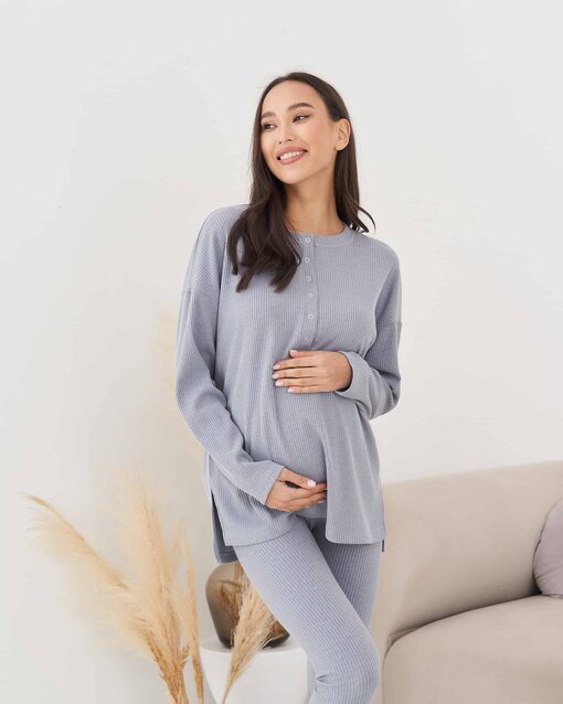 Серый джемпер для беременных и кормящих Kardy